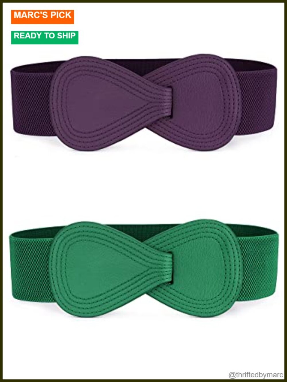 2pcs Plus Size Faux Leather Elastic Waist Belts with 8-Shaped Buckle